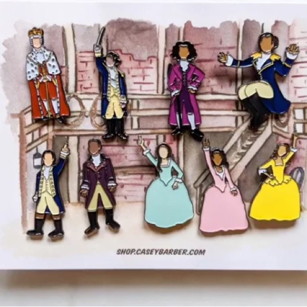 Hamilton Enamel Pins - Broadway on shoulder